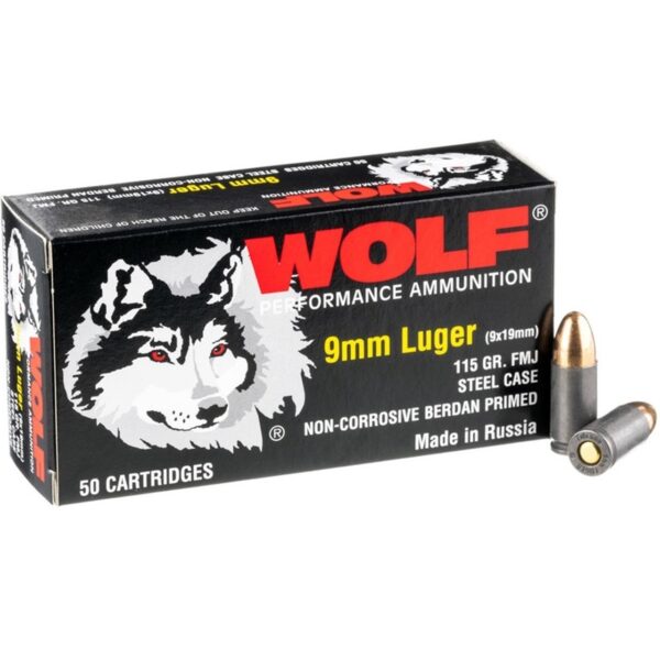 Wolf Performance 9mm Luger Ammunition WPA919115 115 Grain Full Metal Jacket 50 Rounds